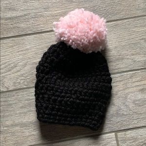 Homemade crocheted Pom-Pom hat.